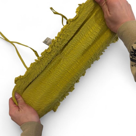 Stretchy Smocked Crop Top in Lime - Picture 4 of 4